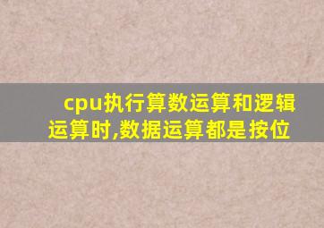 cpu执行算数运算和逻辑运算时,数据运算都是按位